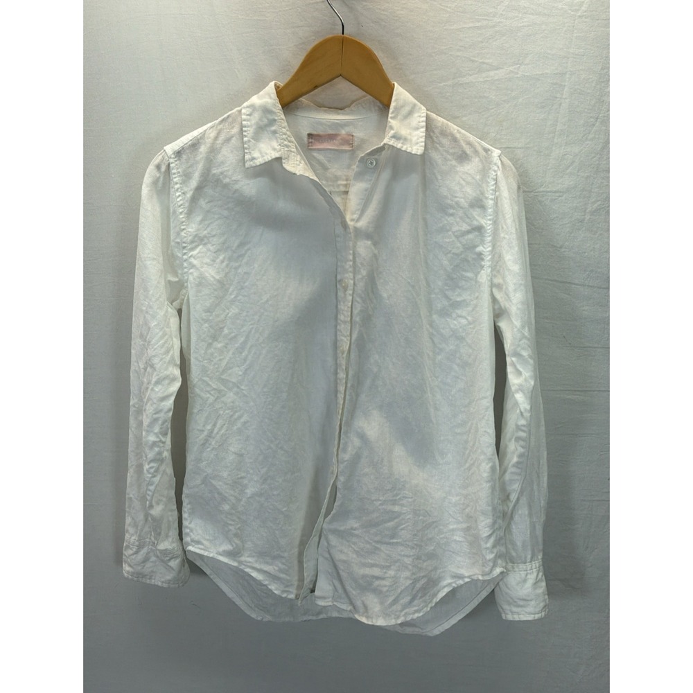 Everlane Womens 2 The Relaxed Linen Shirt Button Down Long Sleeve White Beach